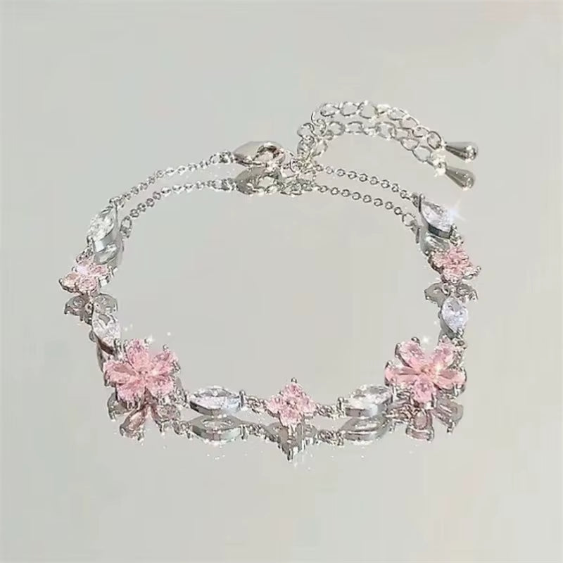 Korean Simple Star Moon Zircon Pearl Bracelet for Women Ladies Cute Elegant Exquisite Shiny Link Chain Bracelet Charm Jewelry