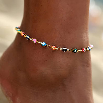 Colorful Bohemian Turkish Eye Anklets