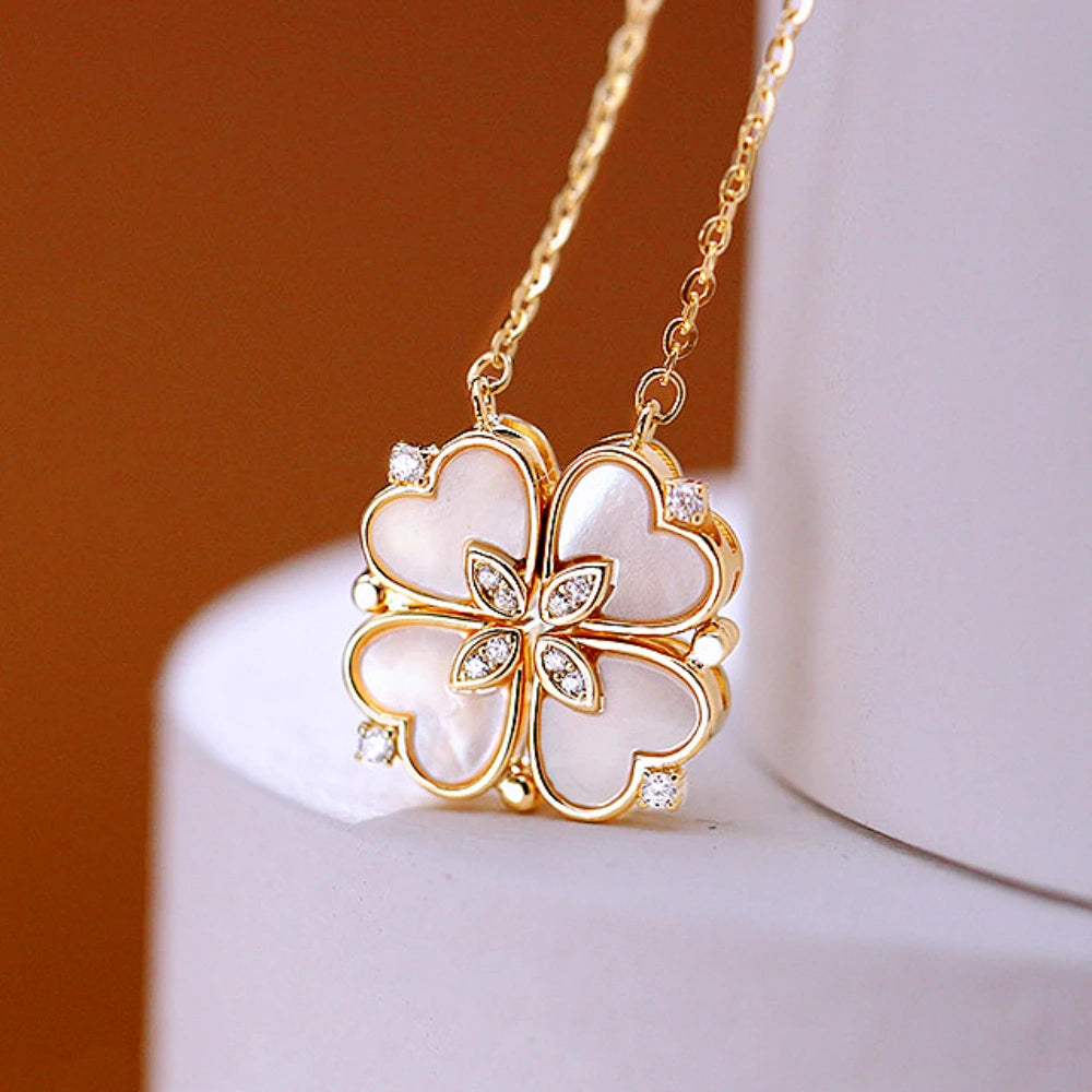 316L Stainless Steel Magnetic Heart Clover Necklace for Women