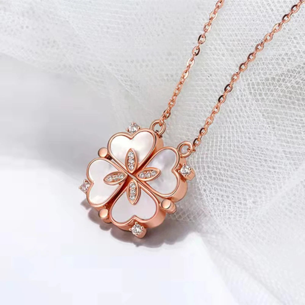 316L Stainless Steel Magnetic Heart Clover Necklace for Women