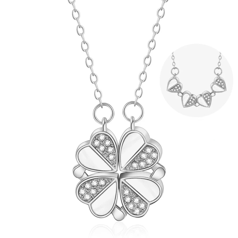 316L Stainless Steel Magnetic Heart Clover Necklace for Women