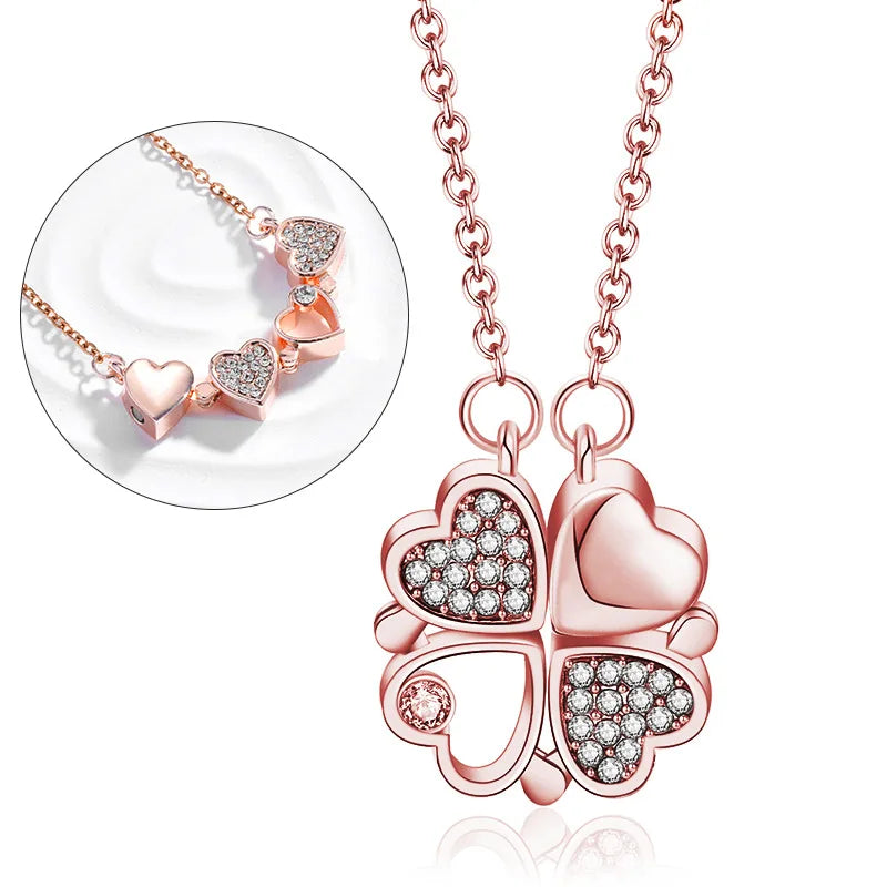 316L Stainless Steel Magnetic Heart Clover Necklace for Women